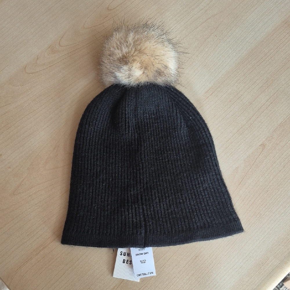 Snow Day - Aritzia Sunday Best, Black Hat With Pompom